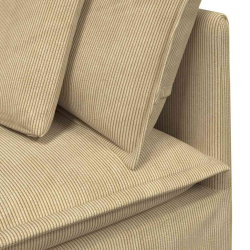 Sofa modułowa z poduszkami Tkanina sztruksowa Jasnozielona