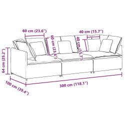 Sofa modułowa z poduszkami Tkanina sztruksowa Jasnozielona