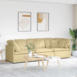 Sofa modułowa z poduszkami Tkanina sztruksowa Jasnozielona