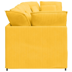 Sofa modułowa z poduszkami Tkanina sztruksowa Jasnożółta