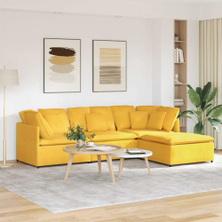 Sofa modułowa z podnóżkiem i poduszkami Tkanina sztruksowa