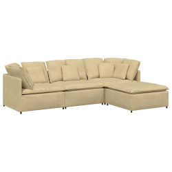 Sofa modułowa z podnóżkiem i poduszkami Tkanina sztruksowa