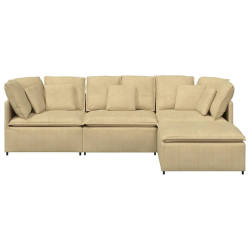 Sofa modułowa z podnóżkiem i poduszkami Tkanina sztruksowa