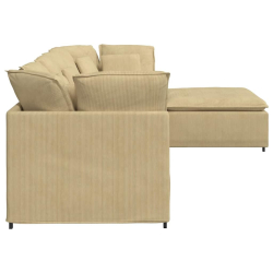 Sofa modułowa z podnóżkiem i poduszkami Tkanina sztruksowa