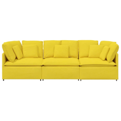 Sofa modułowa z poduszkami Tkanina jasnożółta