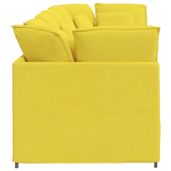 Sofa modułowa z poduszkami Tkanina jasnożółta