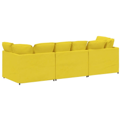 Sofa modułowa z poduszkami Tkanina jasnożółta