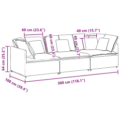 Sofa modułowa z poduszkami Tkanina jasnożółta