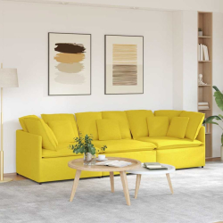 Sofa modułowa z poduszkami Tkanina jasnożółta