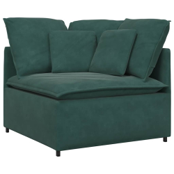 Sofa modułowa z poduszkami aksamitna ciemnozielona