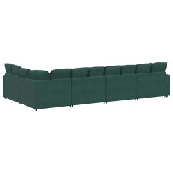 Sofa modułowa z poduszkami aksamitna ciemnozielona