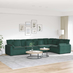 Sofa modułowa z poduszkami aksamitna ciemnozielona