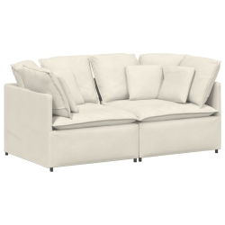 Sofa modułowa z poduszkami aksamitna kremowa