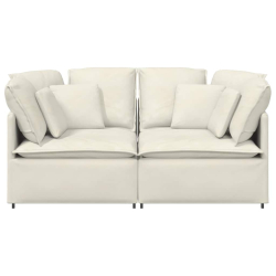 Sofa modułowa z poduszkami aksamitna kremowa