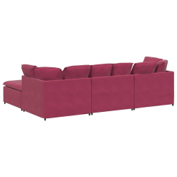 Sofa modułowa z podnóżkiem i poduszkami aksamitna w kolorze
