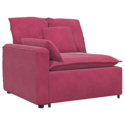 Sofa modułowa z poduszkami aksamitna wino czerwona