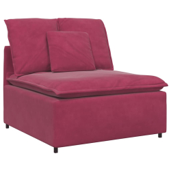 Sofa modułowa z poduszkami aksamitna wino czerwona