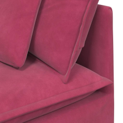Sofa modułowa z poduszkami aksamitna wino czerwona