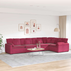 Sofa modułowa z poduszkami aksamitna wino czerwona