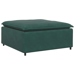 Sofa modułowa z podnóżkiem i poduszkami aksamitna ciemnozielona