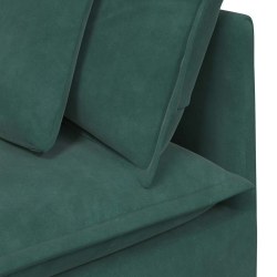 Sofa modułowa z podnóżkiem i poduszkami aksamitna ciemnozielona