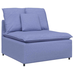 Sofa modułowa z podnóżkiem i poduszkami Tkanina Jeans Niebieski