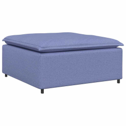 Sofa modułowa z podnóżkiem i poduszkami Tkanina Jeans Niebieski