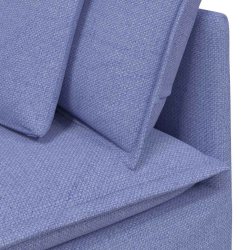 Sofa modułowa z podnóżkiem i poduszkami Tkanina Jeans Niebieski