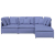 Sofa modułowa z podnóżkiem i poduszkami Tkanina Jeans Niebieski