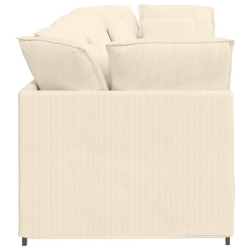 Sofa modułowa z poduszkami Tkanina sztruksowa kremowa