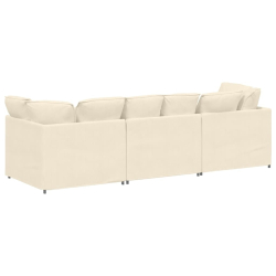 Sofa modułowa z poduszkami Tkanina sztruksowa kremowa