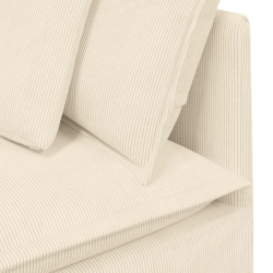 Sofa modułowa z poduszkami Tkanina sztruksowa kremowa