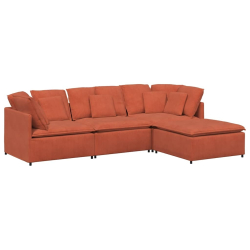 Sofa modułowa z podnóżkiem i poduszkami Tkanina kordowa