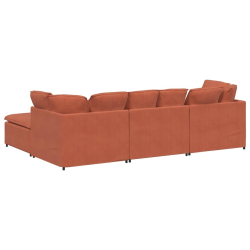Sofa modułowa z podnóżkiem i poduszkami Tkanina kordowa