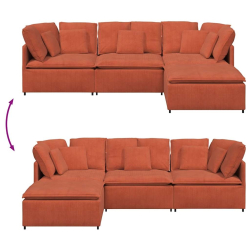 Sofa modułowa z podnóżkiem i poduszkami Tkanina kordowa