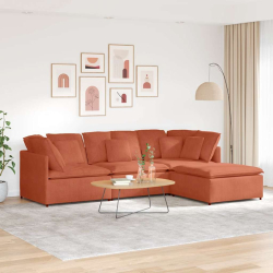 Sofa modułowa z podnóżkiem i poduszkami Tkanina kordowa