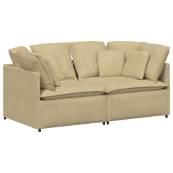 Sofa modułowa z poduszkami Tkanina sztruksowa Jasnozielona