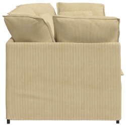 Sofa modułowa z poduszkami Tkanina sztruksowa Jasnozielona