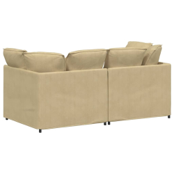 Sofa modułowa z poduszkami Tkanina sztruksowa Jasnozielona