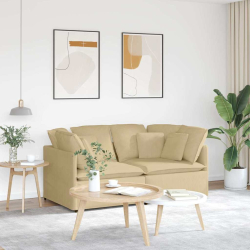 Sofa modułowa z poduszkami Tkanina sztruksowa Jasnozielona