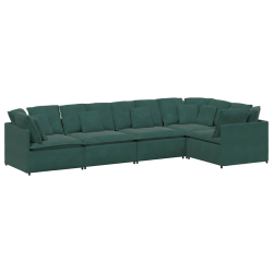 Sofa modułowa z poduszkami aksamitna ciemnozielona
