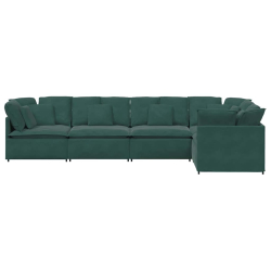 Sofa modułowa z poduszkami aksamitna ciemnozielona