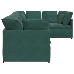 Sofa modułowa z poduszkami aksamitna ciemnozielona
