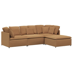 Sofa modułowa z podnóżkiem i poduszkami Kręcona tkanina