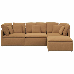 Sofa modułowa z podnóżkiem i poduszkami Kręcona tkanina