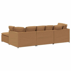 Sofa modułowa z podnóżkiem i poduszkami Kręcona tkanina