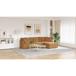Sofa modułowa z podnóżkiem i poduszkami Kręcona tkanina