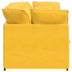 Sofa modułowa z poduszkami Tkanina sztruksowa Jasnożółta