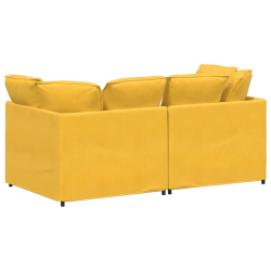 Sofa modułowa z poduszkami Tkanina sztruksowa Jasnożółta