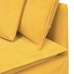 Sofa modułowa z poduszkami Tkanina sztruksowa Jasnożółta